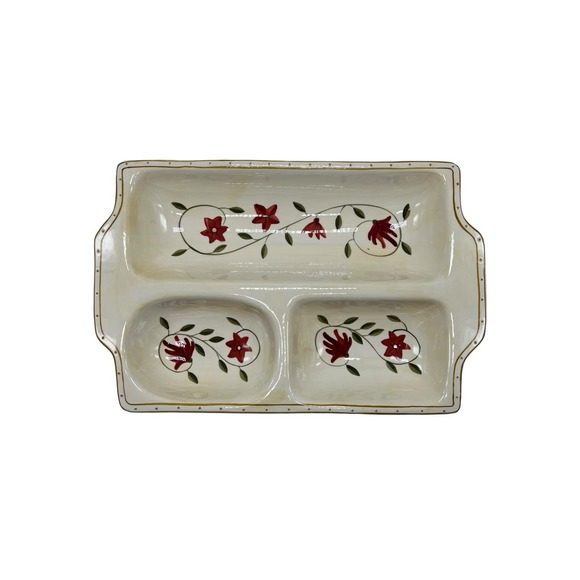 Cost Plus World Market Floral Vine Ceramic Divided Relish Tray - Picture 1 of 5
